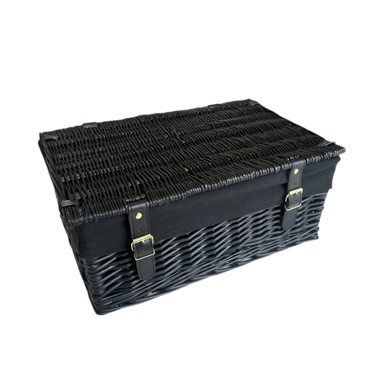 Black wicker hamper with lining 18’’ 