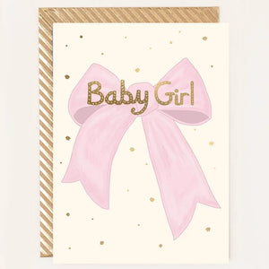 Baby Girl Bow Greetings Card