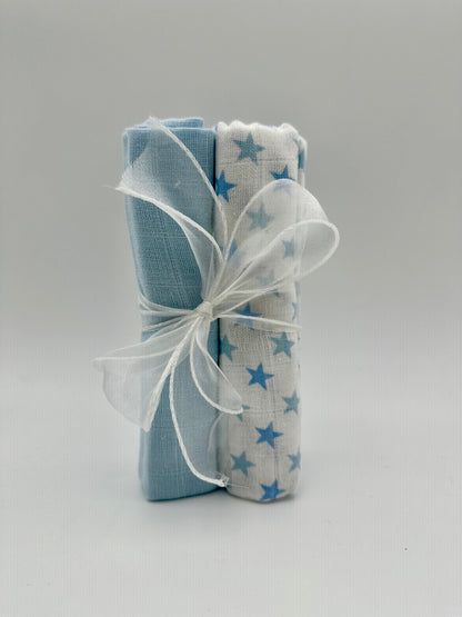 100% cotton muslin squares—soft, absorbent, and perfect for feeding, changing, or cleanup.