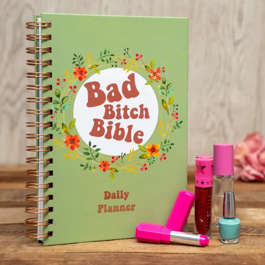 Daily Planner Journal with rose-gold foil detail and glam accessories.