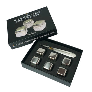 Quality Drink Lovers Gift Set Containing 6 Stainless Steel Ice Cubes