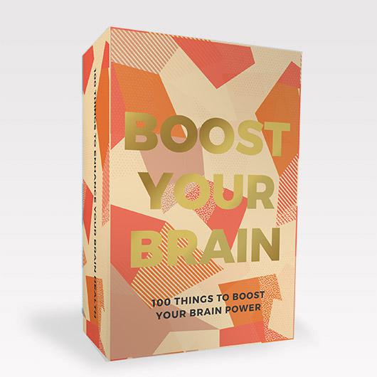 Stimulating "Boost Your Brain" challenge card game set for cognitive enhancement.