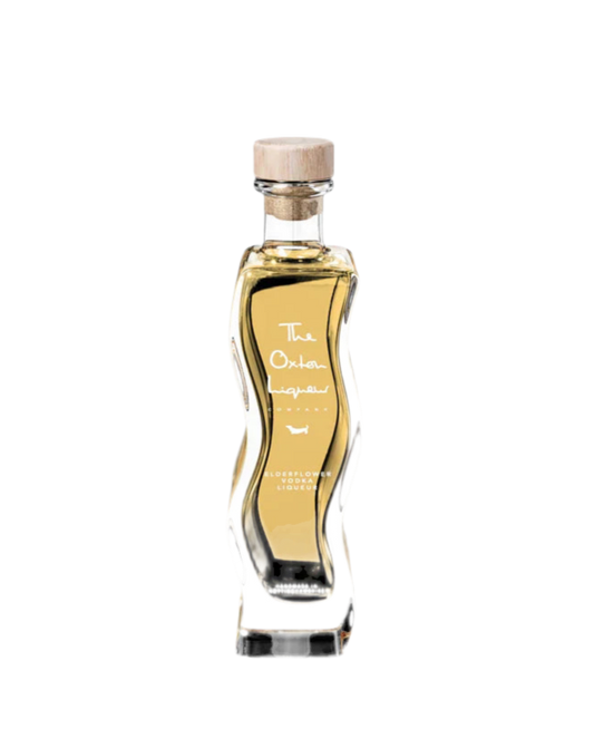 Oxton Liqueur Elderflower Gin Liqueur 100ml bottle with a distinctive aroma and elderflower flavor.