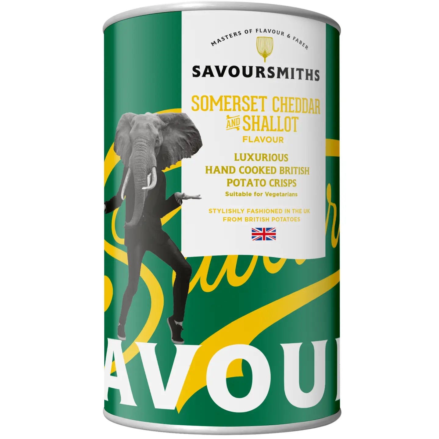 SavourSmiths gourmet hand-cooked crisps with British potatoes in cheddar and shallot, salt and vinegar, and salt and black pepper flavours.