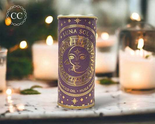 Luna Sol Moon and Sun fragrance oil in a decorative gold foil tube