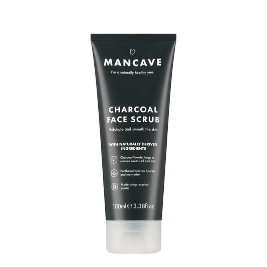 Charcoal scrub with panthenol. Cleanses pores, removes dead skin, and hydrates without oiliness.