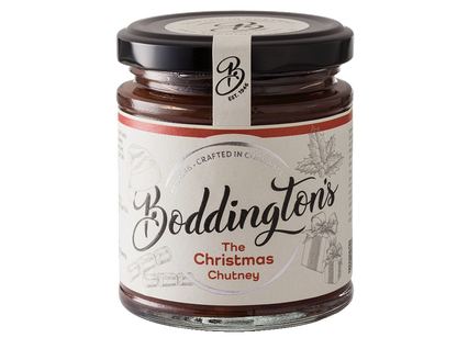 Boddingtons Christmas Chutney handmade in Cornwall with oranges, red onions, cranberries and warming spices.