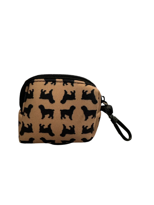 Cockerpoo dog poo bag holder with silhouette pattern and clip.