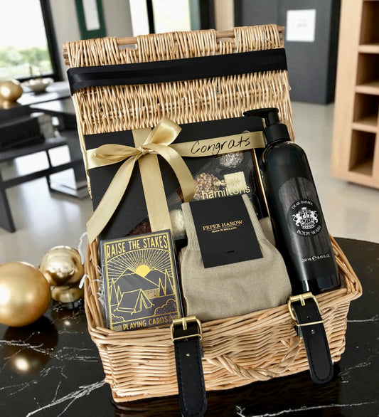 Socks, chocolates, body wash & cards — a refined gift to honour and celebrate his success.
