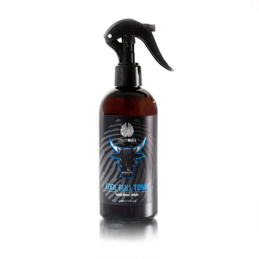 Men's Cool Bull Hair Tonic Styling Spray bottle with menthol-infused formula for revitalizing hair care.