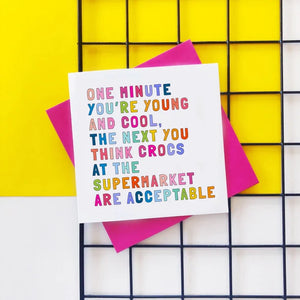 Witty "Crocs At The Supermarket" Birthday Card