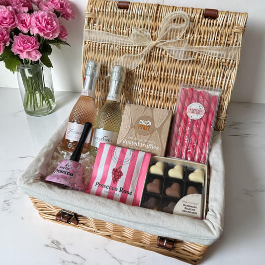 Rosé, Prosecco & treats with a Prosecco bell—perfect for a sweet and sparkling celebration.