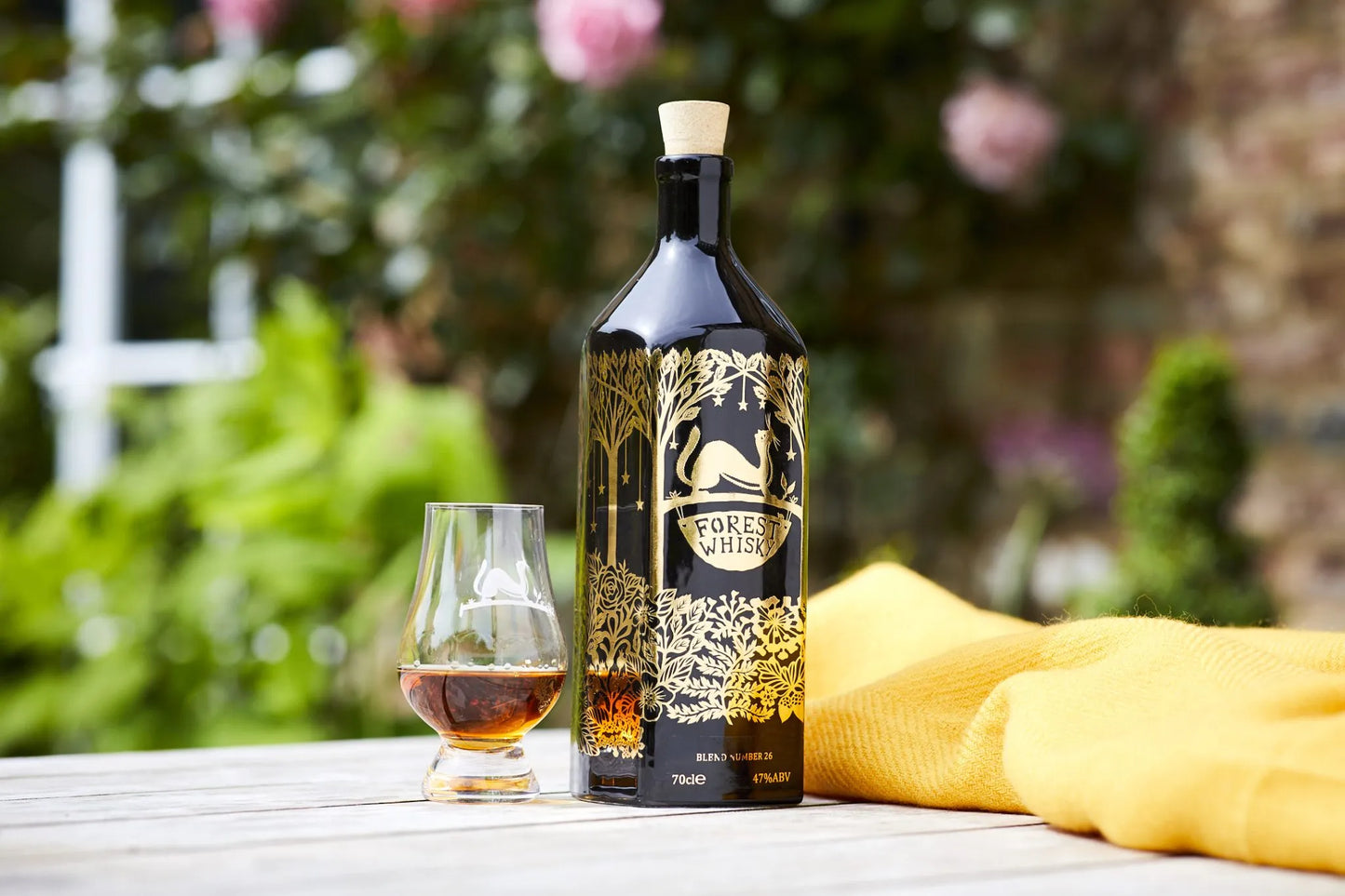 Smooth English whisky, oak-aged at the Cat & Fiddle and bottled in gold-glazed porcelain.