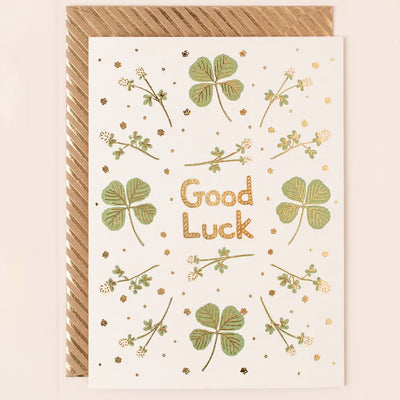 Four leaf clover Good Luck card