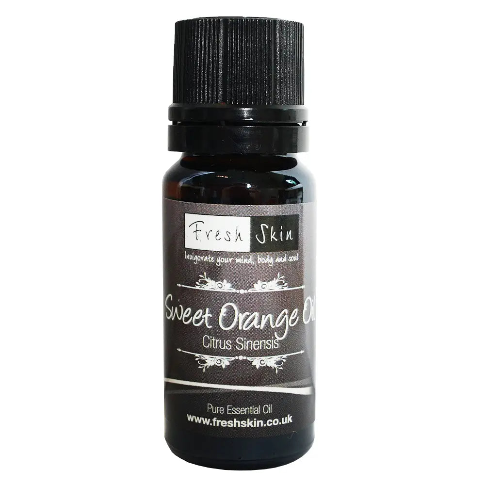 Essential Oil 10ml bottle labeled as Sweet Orange Oil, Citrus Sinensis.