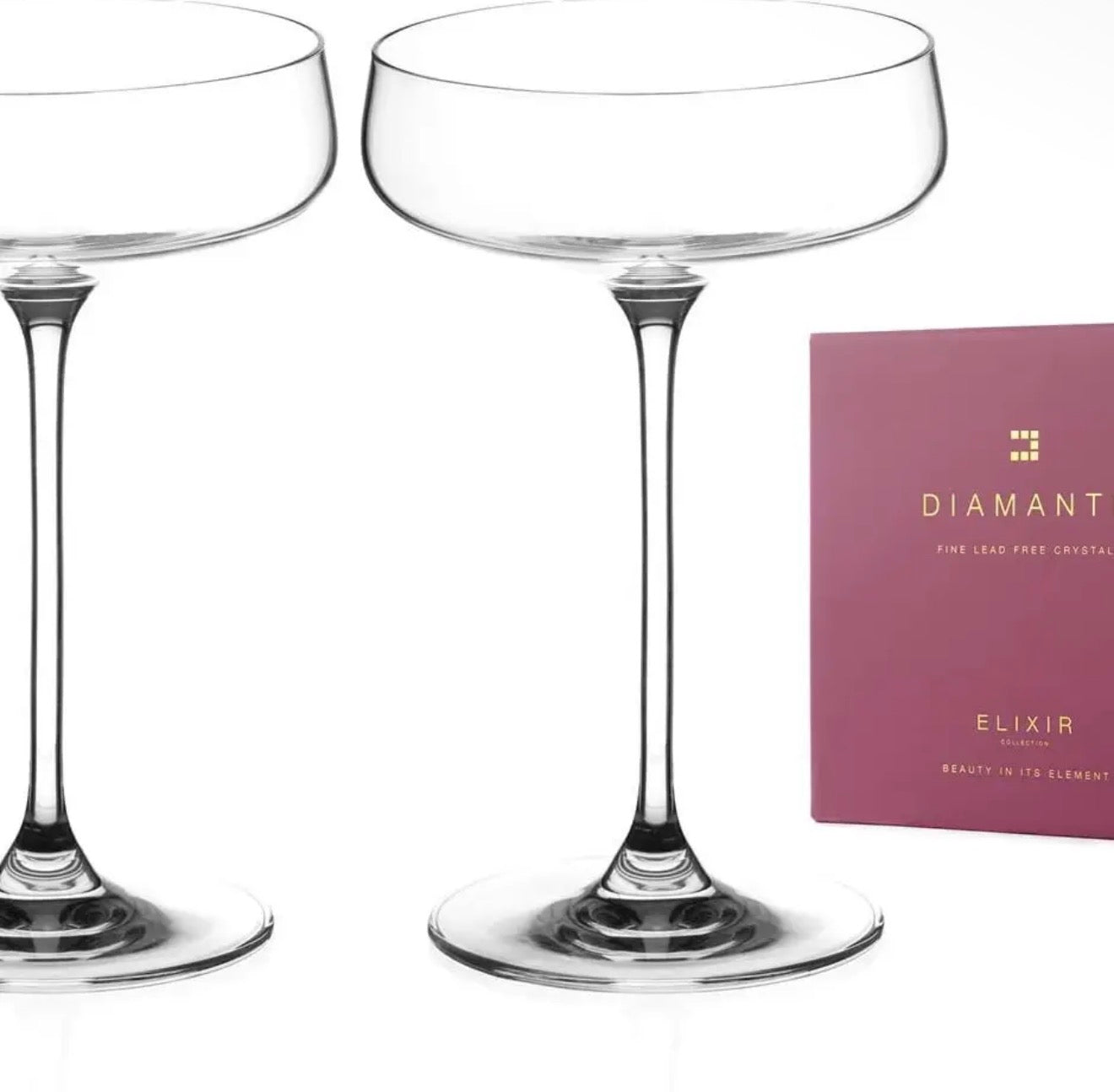 Diamante Champagne Cocktail Saucers Pair