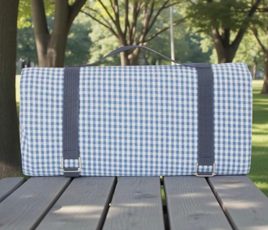 Blue Gingham Picnic Blanket