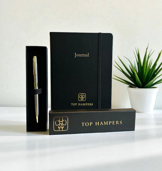 Branded premium leather journal and Parker pen gift set 
