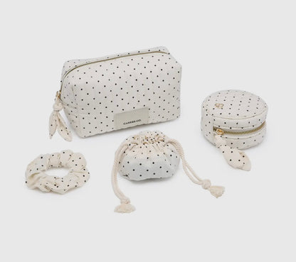 Polka Dot Cosmetic Wash Bag Gift Set 4 in 1