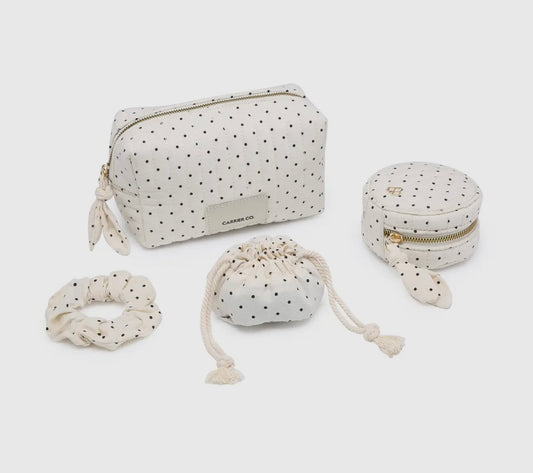 Polka Dot Cosmetic Wash Bag Gift Set 4 in 1