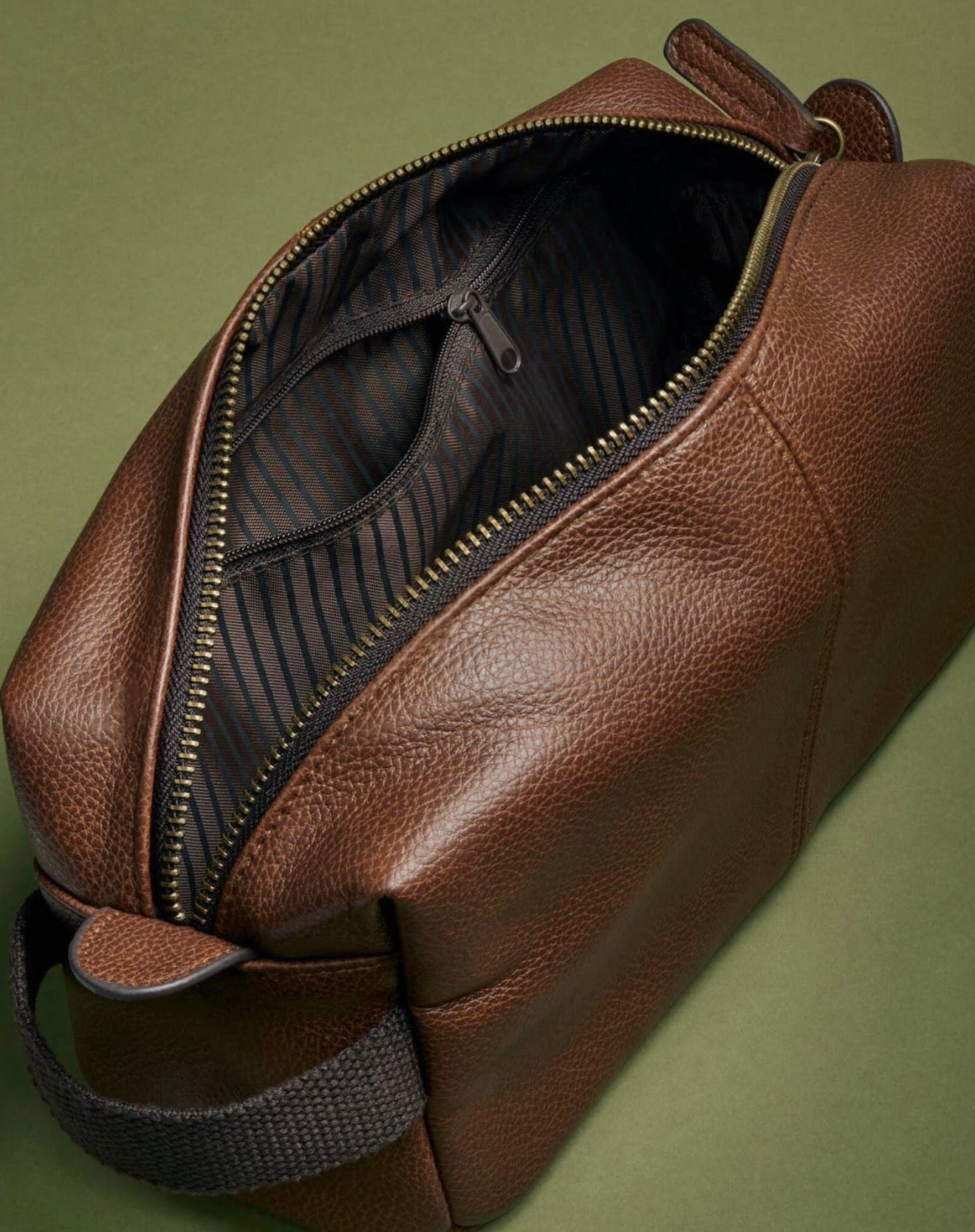 Faux Leather Washbag in Tan | Can Be Personalised