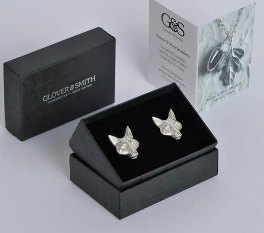 Fox Cufflinks, English Pewter Silver