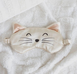 White Cat Face Satin Eye Mask