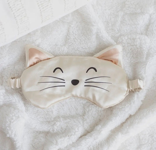 White Cat Face Satin Eye Mask