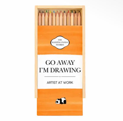 Coloured Pencils in a Box ‘Go Away I’m Drawing’