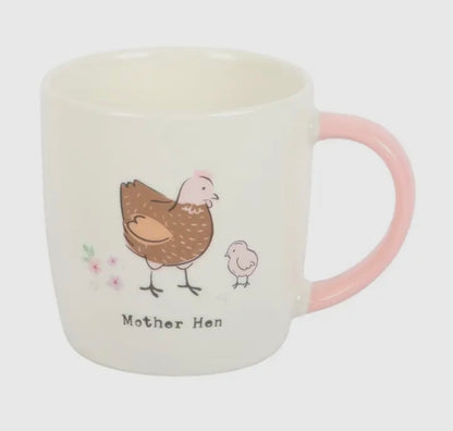 Mother Hen Mug with Pink Handle