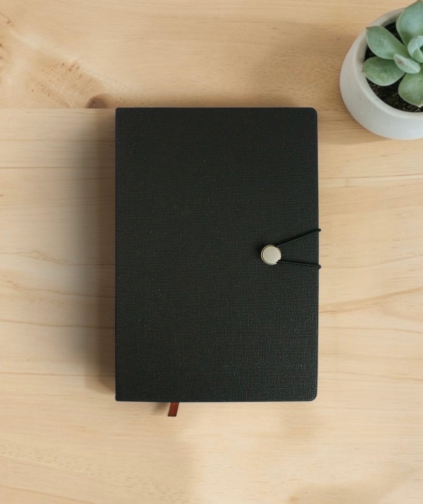A5 Black Lined Notebook | PU Leather
