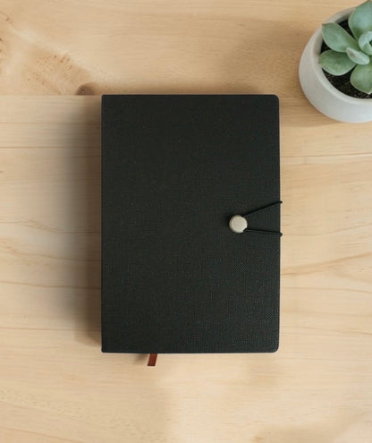 A5 Black Lined Notebook | PU Leather