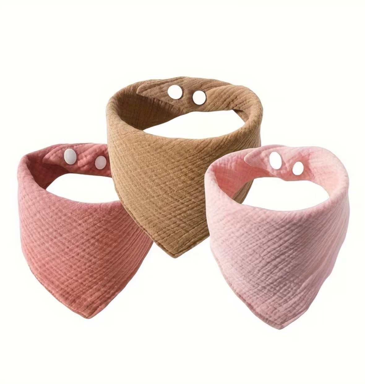 Muslin Bandana Bibs | Set of 3 Pink and Neutral