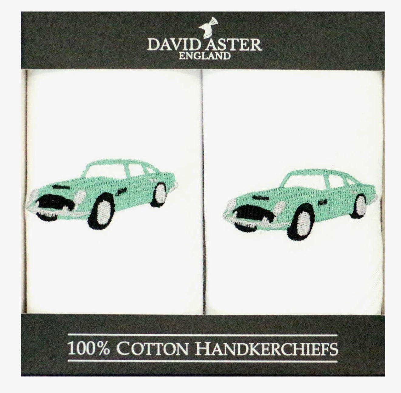 Classic Car Embroidered White Cotton Handkerchiefs