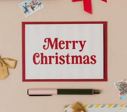 Merry Christmas Stripe and Red Glitter
Christmas Card