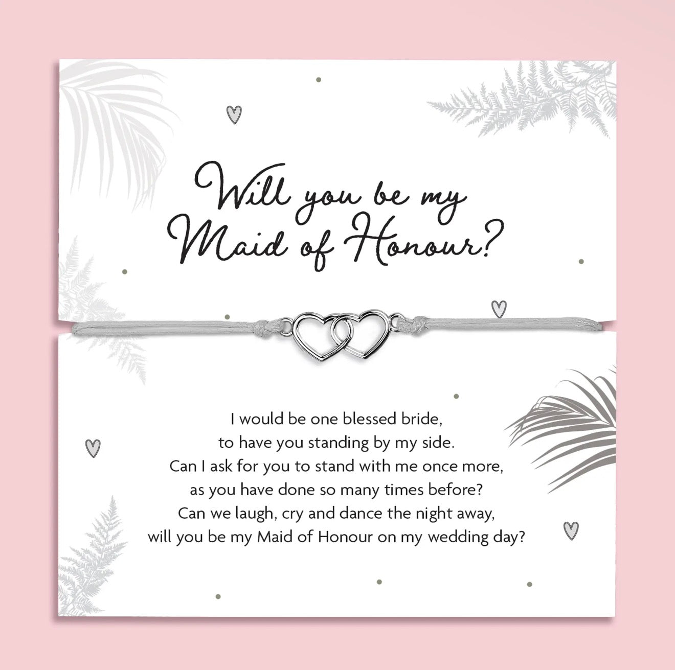 ‘’Will You Be My Maid Of Honour’’ | Silver Heart Bracelet