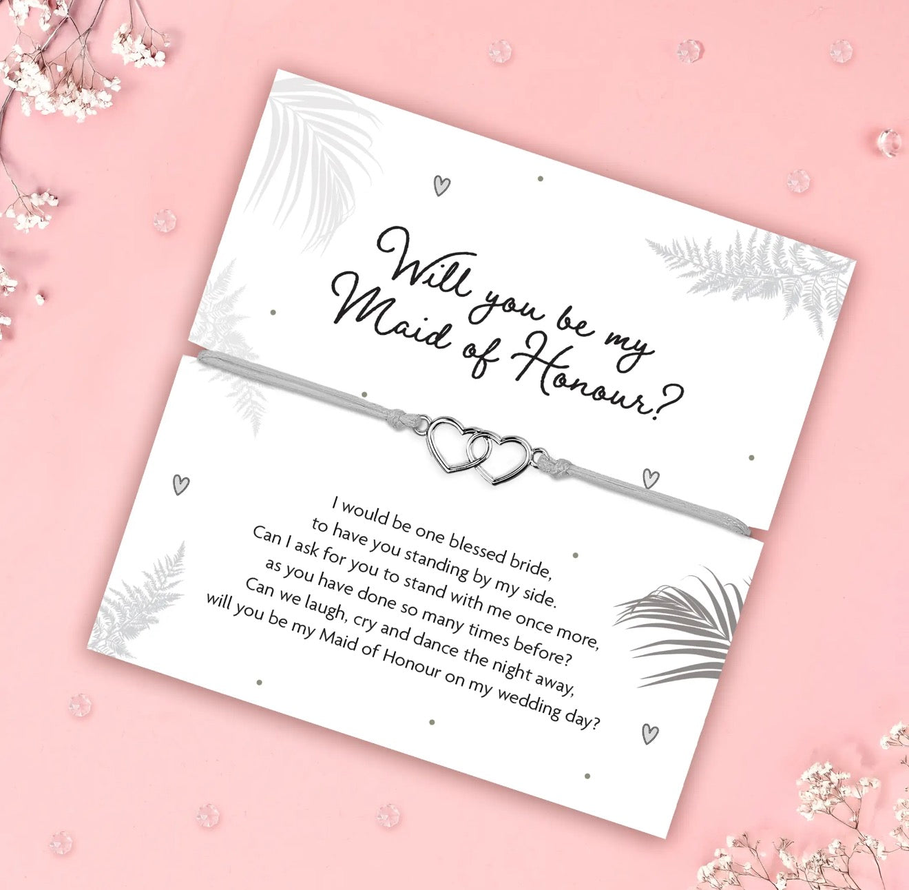 ‘’Will You Be My Maid Of Honour’’ | Silver Heart Bracelet