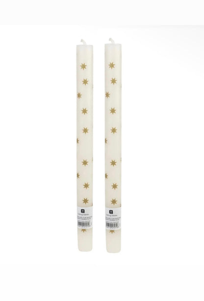 Gold Star Dinner Candles | Set of 2