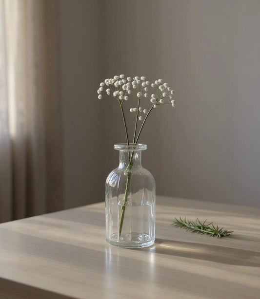 Clear glass vase, 10cm gift for small flowers or diffusers 