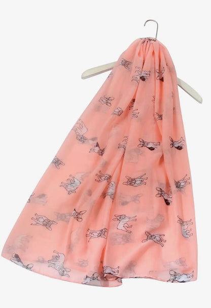 French Bulldog Dog Print Scarf