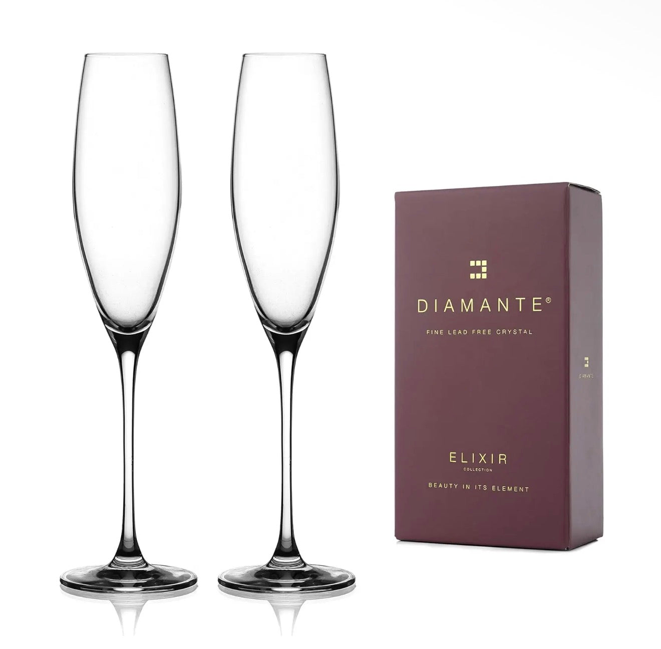 Diamante Neo Champagne Flutes Crystal Prosecco Glasses | Set Of 2