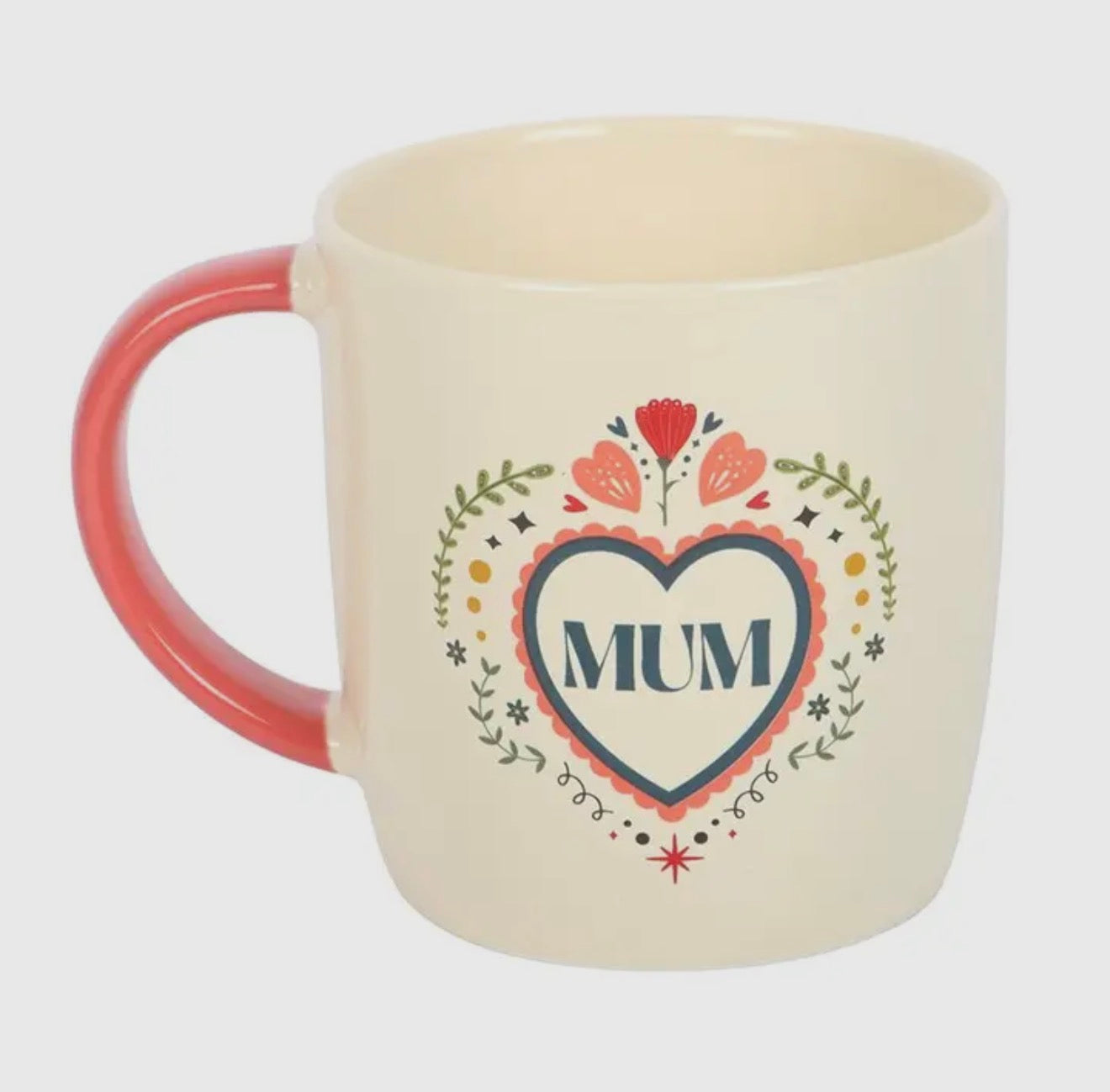 Mum Heart Mug with Pink Handle