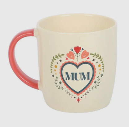 Mum Heart Mug with Pink Handle
