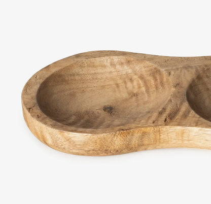 Triple Dipping Dish in Mango Wood