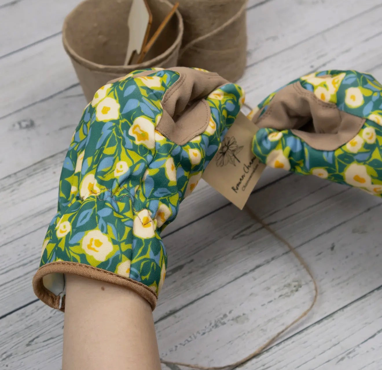 Willow and Belle Gardening Gloves - Abstract Floral Design