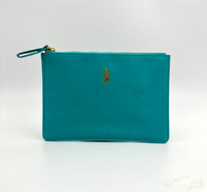 Leather Pouch in Teal with Gold Leaf Detail