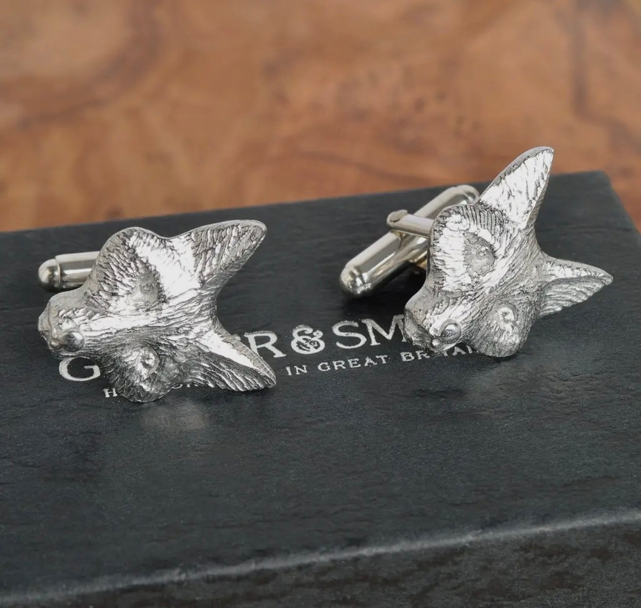 Fox Cufflinks, English Pewter Silver