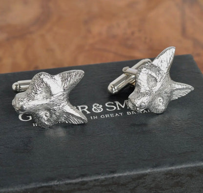 Fox Cufflinks, English Pewter Silver