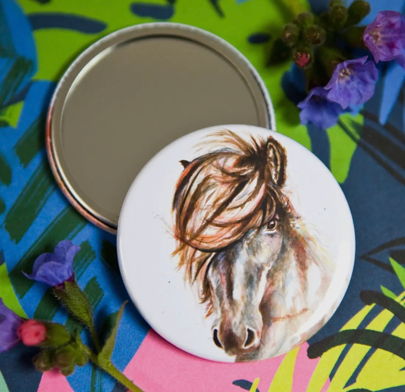 Horse Design Compact Pocket Mirror