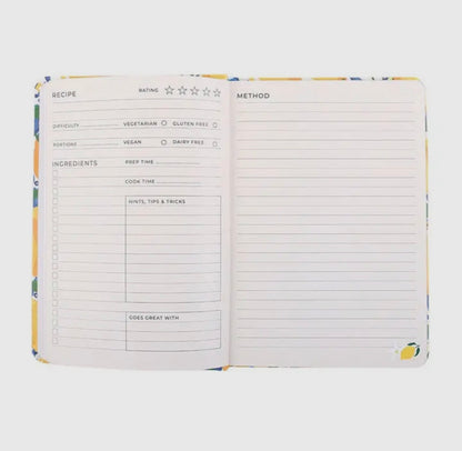 Italian Lemon Print Recipe Journal A5